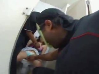 2 blacks grope and molest darling on a toilet