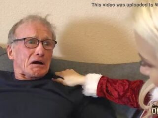 70 year old man fucks 18 year old damsel she swallows all his cum